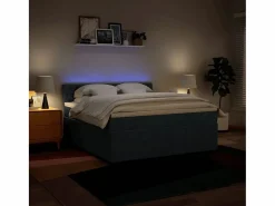 Clicnbuy Cama box spring con colchón tela 180x200 cm Azul