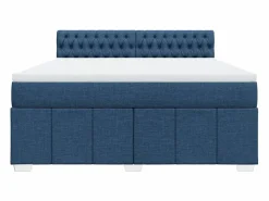 Clicnbuy Cama box spring con colchón tela 180x200 cm Azul