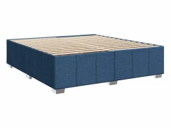 Clicnbuy Cama box spring con colchón tela 180x200 cm Azul