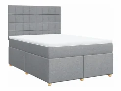 Clicnbuy Cama box spring con colchón tela claro 160x200 cm Gris Best