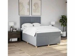 Clicnbuy Cama box spring con colchón tela claro 160x200 cm Gris Best