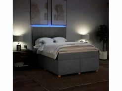 Clicnbuy Cama box spring con colchón tela claro 160x200 cm Gris Best