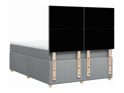 Clicnbuy Cama box spring con colchón tela claro 160x200 cm Gris Best