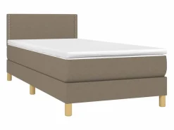 Clicnbuy Somier - 90X190Cm|Cama box spring con colchón LED tela gris taupe 90x190 cm