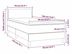 Clicnbuy Somier - 90X190Cm|Cama box spring con colchón LED tela gris taupe 90x190 cm