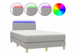 Clicnbuy Cama box spring con colchón y LED tela gris claro 120x190 cm New
