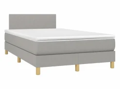 Clicnbuy Cama box spring con colchón y LED tela gris claro 120x190 cm New