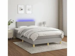 Clicnbuy Cama box spring con colchón y LED tela gris claro 120x190 cm New