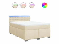 Clicnbuy Cama box spring con colchón tela color 160x200 cm Crema Sale