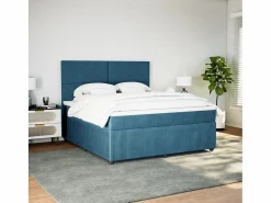 Clicnbuy Cama box spring con colchón terciopelo oscuro 180x200 cm Azul Outlet