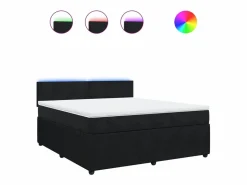 Clicnbuy Cama box spring con colchón terciopelo 180x200 cm Negro Hot