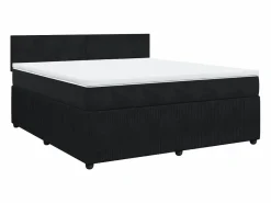 Clicnbuy Cama box spring con colchón terciopelo 180x200 cm Negro Hot