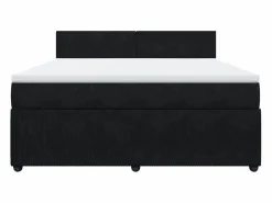 Clicnbuy Cama box spring con colchón terciopelo 180x200 cm Negro Hot
