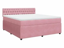 Clicnbuy Cama box spring con colchón terciopelo 180x200 cm Rosa Outlet