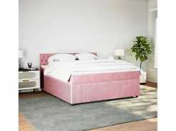 Clicnbuy Cama box spring con colchón terciopelo 180x200 cm Rosa Outlet