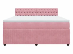 Clicnbuy Cama box spring con colchón terciopelo 180x200 cm Rosa Outlet