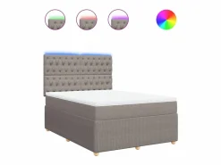 Clicnbuy Base De Cama De Láminas|Cama box spring con colchón tela gris taupe 140x200 cm