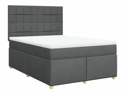 Clicnbuy Cama box spring con colchón tela oscuro 160x200 cm Gris Best