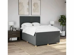 Clicnbuy Cama box spring con colchón tela oscuro 160x200 cm Gris Best