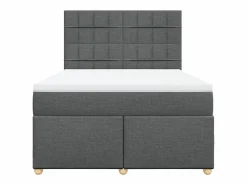 Clicnbuy Cama box spring con colchón tela oscuro 160x200 cm Gris Best