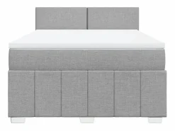 Clicnbuy Cama box spring con colchón tela claro 160x200 cm Gris Clearance