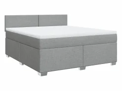 Clicnbuy Somier - 180X200Cm|Cama box spring con colchón tela claro 180x200 cm
