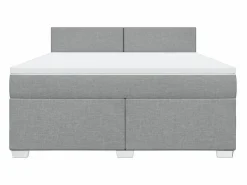 Clicnbuy Somier - 180X200Cm|Cama box spring con colchón tela claro 180x200 cm