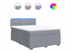 Clicnbuy Cama box spring con colchón tela claro 160x200 cm Gris New