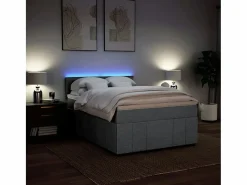Clicnbuy Cama box spring con colchón tela claro 160x200 cm Gris New