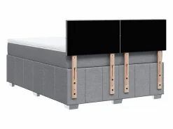 Clicnbuy Cama box spring con colchón tela claro 160x200 cm Gris New