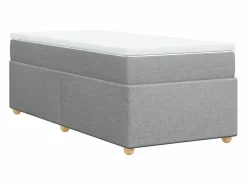 Cama box spring con colchón tela claro 80x200 cm ES786435 Gris Sale