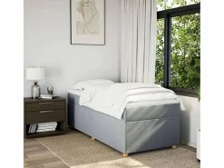 Cama box spring con colchón tela claro 80x200 cm ES786435 Gris Sale
