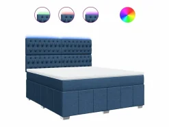 Clicnbuy Cama box spring con colchón tela 180x200 cm Azul Hot
