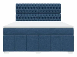 Clicnbuy Cama box spring con colchón tela 180x200 cm Azul Hot
