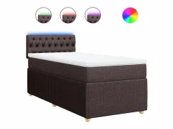 Clicnbuy Cama box spring con colchón tela marrón oscuro 80x200 cm Marru00f3n Sale