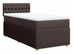 Clicnbuy Cama box spring con colchón tela marrón oscuro 80x200 cm Marru00f3n Sale