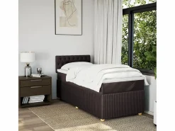 Clicnbuy Cama box spring con colchón tela marrón oscuro 80x200 cm Marru00f3n Sale
