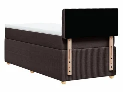 Clicnbuy Cama box spring con colchón tela marrón oscuro 80x200 cm Marru00f3n Sale