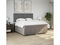 Clicnbuy Somier - 180X200Cm|Cama box spring con colchón tela gris taupe 180x200 cm