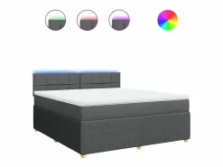 Cama box spring con colchón tela oscuro 180x200 cm^Clicnbuy New