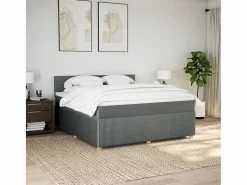 Cama box spring con colchón tela oscuro 180x200 cm^Clicnbuy New