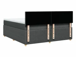Cama box spring con colchón tela oscuro 180x200 cm^Clicnbuy New