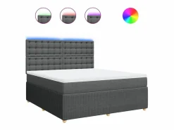 Clicnbuy Cama box spring con colchón tela oscuro 180x200 cm Gris Hot