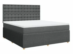 Clicnbuy Cama box spring con colchón tela oscuro 180x200 cm Gris Hot
