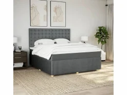 Clicnbuy Cama box spring con colchón tela oscuro 180x200 cm Gris Hot