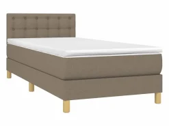 Clicnbuy Somier - 90X190Cm|Cama box spring con colchón LED tela gris taupe 90x190 cm