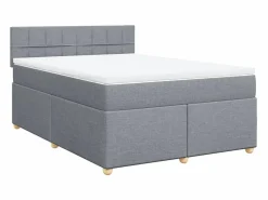 Clicnbuy Somier - 160X200Cm|Cama box spring con colchón tela claro 160x200 cm