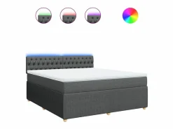 Cama box spring con colchón tela oscuro 180x200 cm^Clicnbuy Discount
