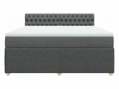 Cama box spring con colchón tela oscuro 180x200 cm^Clicnbuy Discount