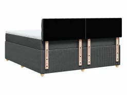 Cama box spring con colchón tela oscuro 180x200 cm^Clicnbuy Discount
